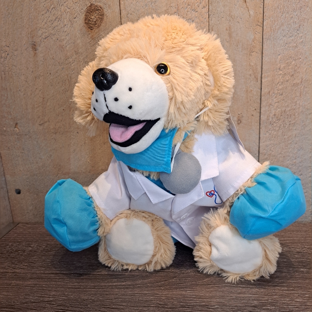 Teddy Mountain Dog Puppy Goldie Golden Retriever 12" Plush Doctor/Nurse NWT